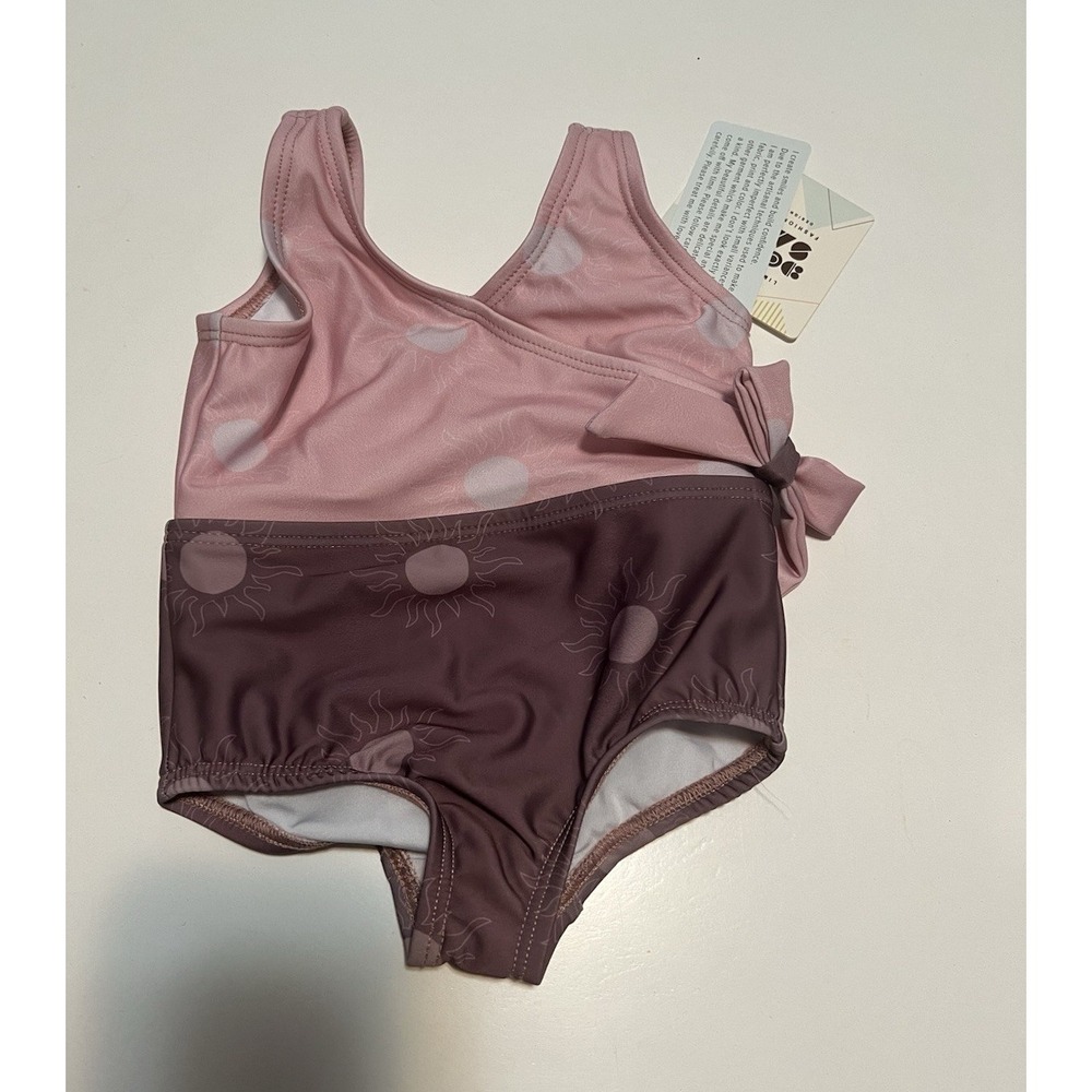 DotDot Smile One-Piece Swimsuit Pink/Brown Polka Dot Bow 2T Tank